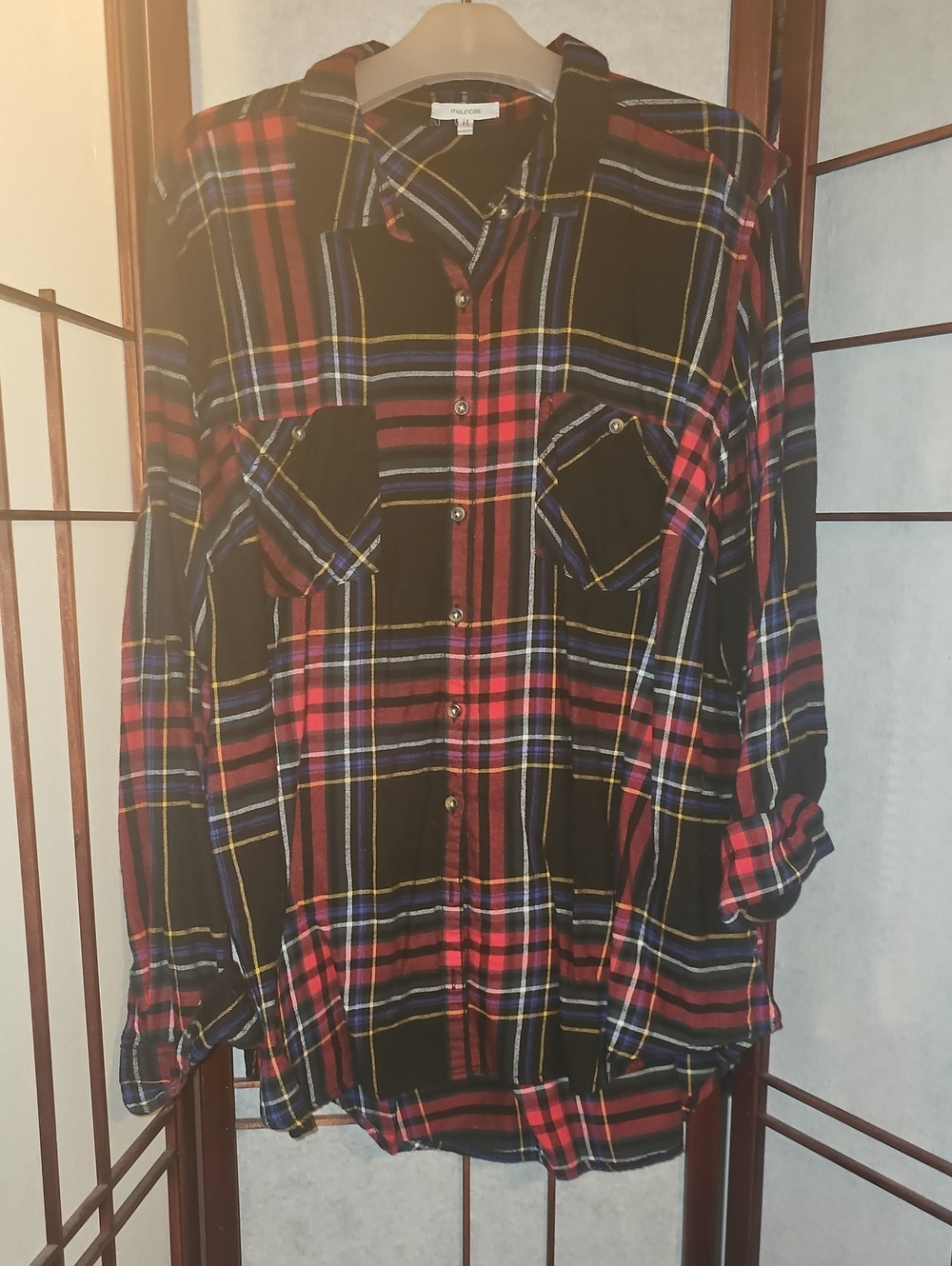 Maurices Black and Red Plaid Button-Down Shirt